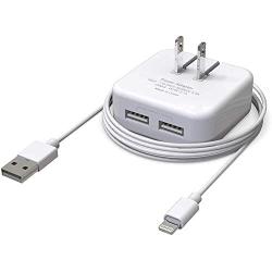 USB Wall Charger 3.1A Dual Port Travel Power Adapter with 6 Feet Data USB Charging Cord Compatible with iPhone 11/11Pro/11 Pro Max/Xs/XR/X/8/7/6 Plus, iPad