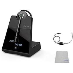 Polycom Compatible Jabra Engage 75 Wireless Headset Bundle with EHS Adapter, 9555-583-125-PLY | VVX and Soundpoint Phones, Bluetooth, PC/MAC, USB, Skype for Business (Convertible - EHS - Cloth)