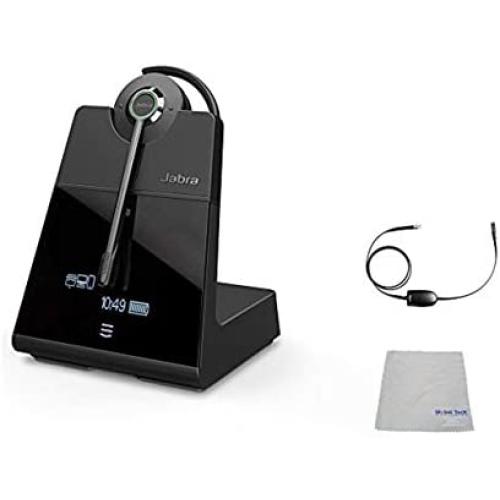 Polycom Compatible Jabra Engage 75 Wireless Headset Bundle with EHS Adapter, 9555-583-125-PLY | VVX and Soundpoint Phones, Bluetooth, PC/MAC, USB, Skype for Business (Convertible - EHS - Cloth)