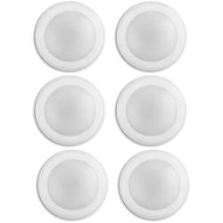 (6 Pack) 7.5'' Flush Mount Dimmable LED Disk Light, 15W (120W Equivalent), 120V, 5000K Bright White, White Trim, ETL Listed - Suitable for Wet Locations - 4/6'' J-Box
