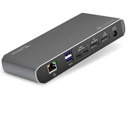 Plugable Thunderbolt 3 and USB C Dock with 60W Charging, Compatible with MacBook/MacBook Pro and Windows Laptops, Dual DisplayPort, 2X USB-C, 3X USB 3.0, Gigabit Ethernet, Audio Jack - Horizontal