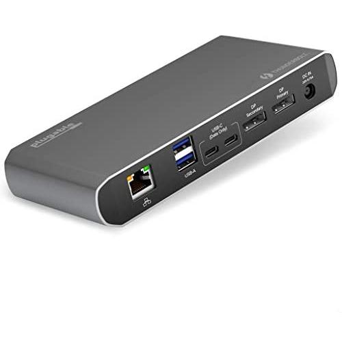 Plugable Thunderbolt 3 and USB C Dock with 60W Charging, Compatible with MacBook/MacBook Pro and Windows Laptops, Dual DisplayPort, 2X USB-C, 3X USB 3.0, Gigabit Ethernet, Audio Jack - Horizontal