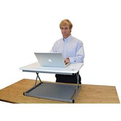 CHANGEdesk MINI small standing desk converter simple affordable adjustable height desktop riser for laptops single computer monitors portable compact lightweight ergonomic sit stand up tabletop stand