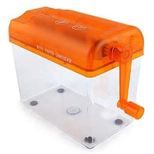 Mini Hand Shredder SENREAL Portable Paper Shredder A6 Manual Shredder Documents Paper Cutting Tool Home Office Desktop Stationery-Orange
