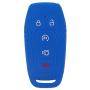 LemSa 2pcs Silicone 5 Buttons Smart Key Fob Cover Remote Keyless Entry Bag Compatible with Ford F-150 F-450 Fusion Explorer Lincoln Fusion MKZ Mustang MKC 2013-2017 Black/Blue