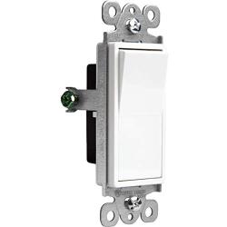 ENERLITES Decorator Paddle Rocker Light Switch, Single Pole, 3 Wire, Grounding Screw, Residential Grade, 15A 120V/277V, UL Listed, 91150-W-10PCS, White (10 Pack)