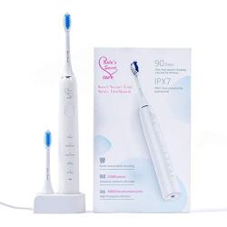 Kates Secret Care Sonic Toothbrush Rechargeable One Charge Minimum 90 Days Use 5 Modes IPX7 Class Completely Waterproof 2 American Dupont Soft Head Brush - White