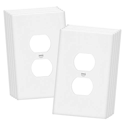 ENERLITES Duplex Receptacle Outlet Wall Plate, Jumbo Electrical Outlet Covers, Over-Size 1-Gang 5.5'' x 3.5'', Polycarbonate Thermoplastic, 8821O-W-10PCS, White (10 Pack)