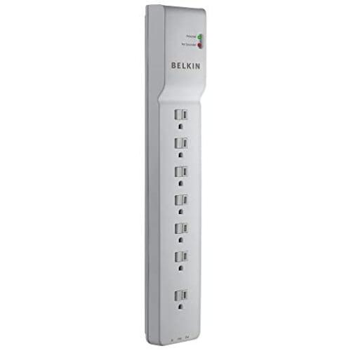 Belkin 7-Outlet Power Strip Surge Protector, 6ft Cord - Ideal for Computers, Home Theatre, Appliances, Office Equipment (2,320 Joules), White