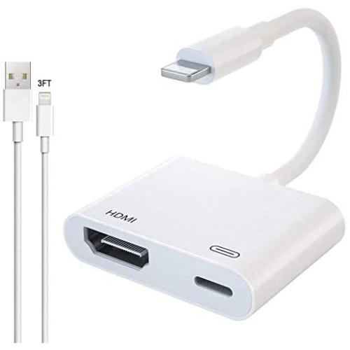 [Apple MFi Certified] Lightning to HDMI Adapter for iPhone 12, Veetone 1080p Lightning Digital AV Adapter with Charging Cable iPhone to HDMI Sync Connector Cable for HDTV/Projector/Monitor