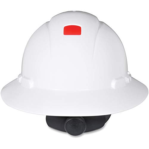 3M Full Brim Hard Hat H-801R-UV, White 4-Point Ratchet Suspension, with Uvicator
