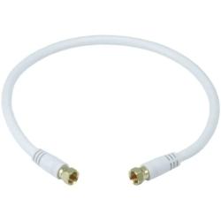 Monoprice 105360 75 Ohm Quad Shielded CL2 F-Type Coaxial RF Cable, 1.5ft, White