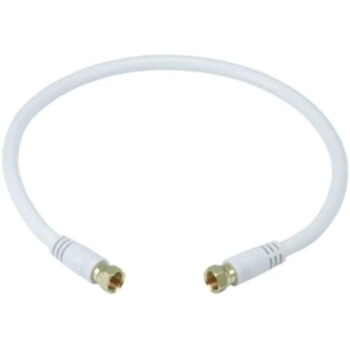 Monoprice 105360 75 Ohm Quad Shielded CL2 F-Type Coaxial RF Cable, 1.5ft, White