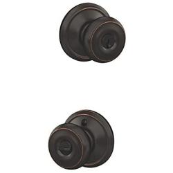 Schlage F51 GEO 716 Georgian Knob Keyed Entry Lock, Aged Bronze