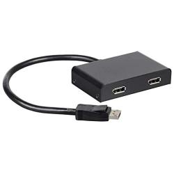 Monoprice 121972 2-Port DisplayPort 1.2 to DisplayPort Multi-Stream Transport (MST) Hub, DP to DP, Black, 7.6 x 5.8 x 1.3