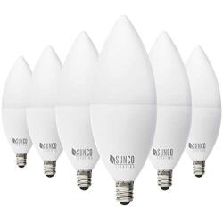Sunco Lighting 6 Pack B11 LED Candelabra Bulb, Dusk-to-Dawn, 5W=40W, 2700K Soft White, 450 LM, E12 Base, Outdoor Decorative Light for Sconces - UL