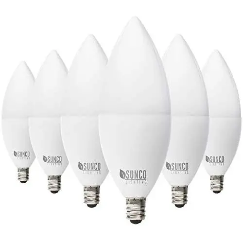 Sunco Lighting 6 Pack B11 LED Candelabra Bulb, Dusk-to-Dawn, 5W=40W, 4000K Cool White, 450 LM, E12 Base, Outdoor Decorative Light for Sconces - UL Sunco Lighting 6 Pack B11 LED Candelabra Bulb, Dusk-to-Dawn, 5W=40W, 4000K Cool White, 450 LM, E12 Base, Outdoor Decorative Light for Sconces - UL