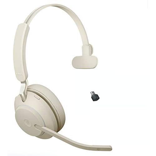 Jabra Evolve2 65 Wireless Headset USB-C Mono UC, Bluetooth Dongle, Compatible with Zoom, Webex, Skype, Smartphones, Tablets, PC/MAC, 26599-989-899 (Black), Global Teck Gold Support Plan Included