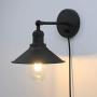 Phansthy Matte Black Bathroom Vanity Light Plug in Sconce Wall Sconces with dimmable Switch and 7.9 Inches Metal Light Shade 2 Packed
