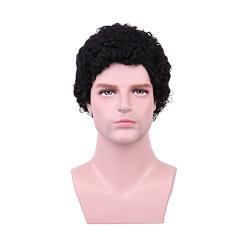 SinRany Short Black Curly Wig Halloween Movie Cosplay Hair