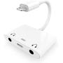 3 in 1 Dual 3.5mm Headphone Jack Adapter - Earphone Jack Audio and Charging Adapter - Headphone Splitter For iPhone 11 / XS / XS Max / XR / X / 8 / 8plus / 7 / 7plus / iPad -Support IOS 13- White