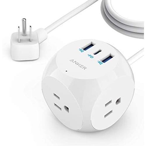 Anker Power Strip with USB C, PowerExtend USB-C 3 Cube with 3 Outlets and USB (30W USB C), 5 ft Extension Cord, Power Delivery High-Speed Charging for iPhone 12/12 Pro / 12 Pro Max, Travel Friendly