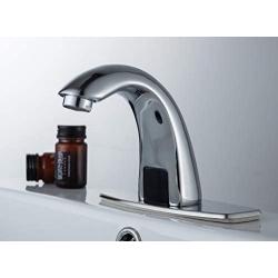HHOOMMEE Electronic Automatic Sensor Touchless Bathroom Sink Faucet, Motion Activated Hands-Free Vessel Sink Tap, Easy Installation, Lead Free Certified, Chrome Finished, Model AT0101X