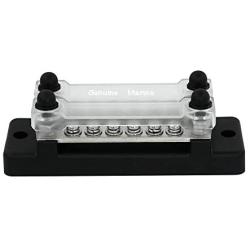2 Row Terminal Grounding Bus Bar with 2 Studs 6 Groundings Per Row Marine Ground Power Distribution Terminal Block with Cover