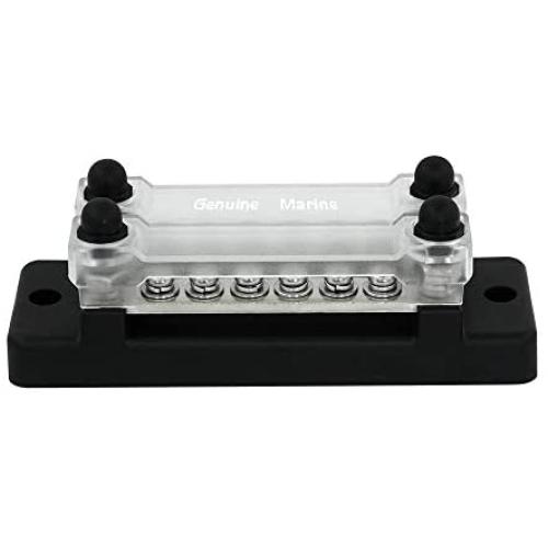 2 Row Terminal Grounding Bus Bar with 2 Studs 6 Groundings Per Row Marine Ground Power Distribution Terminal Block with Cover