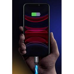 6ft LED Charger Cable, Light Up Visible Flowing Charger Charging Cord Compatible with Phone12 Plus/XS/XR/X/11/8 Plus / 8/7 Plus/6 Plus/5/5S(6FT, Blue)