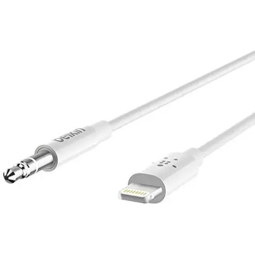 Belkin AV10172bt03-WHT 3.5mm Audio Cable with Lightning Connector, White