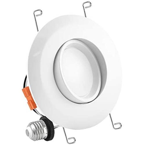 Luxrite 5/6 Inch Gimbal LED Recessed Light, 15W, 5000K Bright White, Dimmable LED Downlight, 1060 Lumens, Energy Star & ETL Listed, CRI 90, Damp Location - Adjustable Recessed Lighting