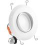 Luxrite 5/6 Inch Gimbal LED Recessed Light, 15W, 5000K Bright White, Dimmable LED Downlight, 1060 Lumens, Energy Star & ETL Listed, CRI 90, Damp Location - Adjustable Recessed Lighting