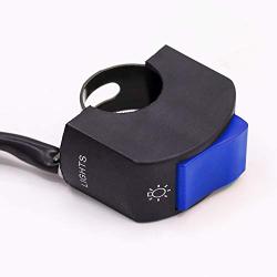 Ourbest Handlebar Switch 12V 7/8inch 22mm On Off Push Button for Bicycle Motorcycle Scooter Headlight/Fog Light/Driving Lamp Toggle Switch Blue