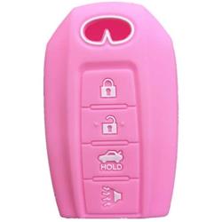 RUNZUIE Silicone Keyless Entry Remote Key Fob Cover Protector Compatible with 2019 2020 Infiniti QX60 2020 Infiniti Q50 Q60 Pink 4 Buttons