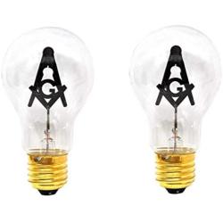 Mandala Crafts E27 3W Freemason Masonic Square and Compasses Emblem Symbol Altar Decor Lodge Light Bulb (Standard Base, 2 Bulbs)