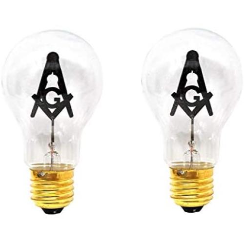 Mandala Crafts E27 3W Freemason Masonic Square and Compasses Emblem Symbol Altar Decor Lodge Light Bulb (Standard Base, 2 Bulbs)