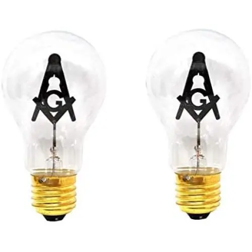 Mandala Crafts E27 3W Freemason Masonic Square and Compasses Emblem Symbol Altar Decor Lodge Light Bulb (Standard Base, 2 Bulbs)