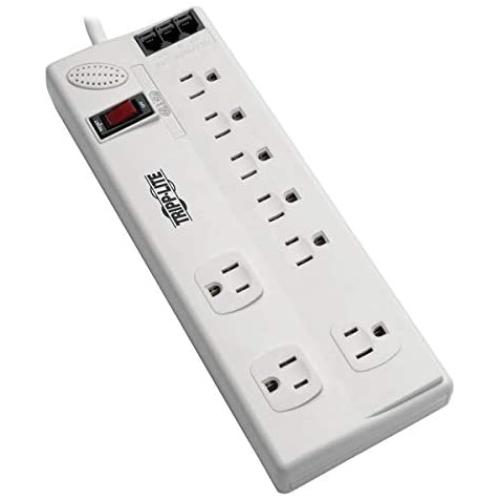 Tripp Lite Surge Protector Power Strip 8 Outlet, 6ft Cord, DSL/Phone/Modem Protection, 3150 Joules, TAA (TLP806TELTAA)