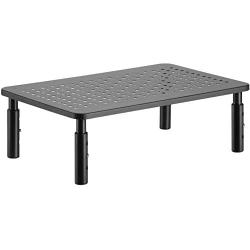 WALI Monitor Stand Riser for Computer, Laptop, Printer, Notebook and All Flat Screen Display with Vented Metal Platform and 3 Height Adjustable Underneath Storage (STT003), Black, 1 Pack
