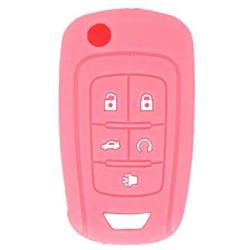 LemSa 2 Pack Soft Rubber Silicone Keyless Entry Car Key Fob Cover Protector Case for Chevrolet Equinox Camaro Cruze Malibu Sonic Volt Park OHT01060512 KR55WK50073 13504199 13500221, Black/Pink