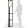 Adesso 3117-01 Stewart 62.5'' Round Floor Lamp – Lighting Fixture with Storage Shelves, Smart Switch Compatibility Lamp. Home Decor Accessories,Black Base Finish