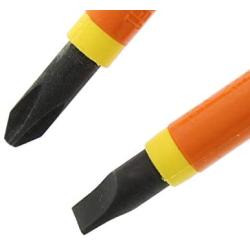 Ideal Industries Ins. Screwdriver Set, Slot/Phillips, 2 Pc, Orange, 35-9305