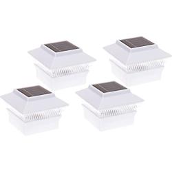 GreenLighting 4 Pack Standard #2 Solar Powered 4 x 4 LED Fence Post Cap Lights for PVC Posts 0 (White)