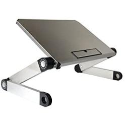 WorkEZ LIGHT Ergonomic Portable Lightweight Folding Aluminum Laptop Cooling Stand & Lap Desk Tray for Bed Couch. Adjustable height angle tilt notebook computer macbook desktop riser table-top holder