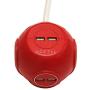 Accell Power Cutie - Compact Surge Protector with 3 Tamper Resistant 540J Surge Protected AC outlets and 4 USB-A Charging Ports, 4ft Cord, Red