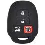 EXUNTECH 2pcs Silicone 4 Button Smart Key Fob Cover Remote Keyless Entry Bag Compatible with Toyota Camry Avalon Corolla RAV4 Highlander Venza HYQ12BDM, Black Blue