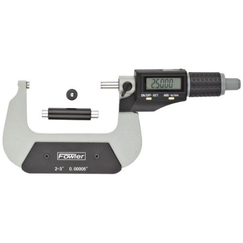 Fowler 54-870-003 Xtra-Value II Electronic Micrometer with Grey Enamel Finish, 2-3''/50-75mm Measuring Range, 0.00005''/0.001mm Resolution, 0.00016''/0.004mm Accuracy, RS-232 Output