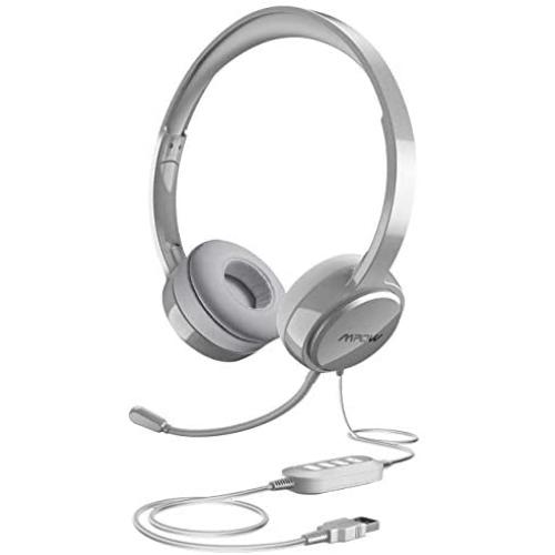 Mpow USB Headset (All-Platform Edition) with 3.5mm Jack, Stereo Computer Headset with Microphone Noise-Canceling, Skype Headphones w/Comfort-fit Earpad, Inline Volume Control for PC/Laptop/Cell Phone