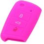 SEGADEN Silicone Cover Protector Case Skin Jacket Compatible with VOLKSWAGEN 3 Button Flip Remote Key Fob CV9803 Rose